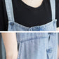 Women Summer Casual Solid Denim Shirred Jumpsuits