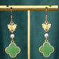 Women Vintage Enamel Flower Butterfly Pearl Earrings