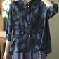 Women Vintage Floral Spring Button Up Ramie Blouse