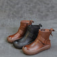 Women Vintage Genuine Leather Spliced Flat Ankle Boots