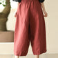 Women Summer Retro Solid Linen Loose Harem Pants