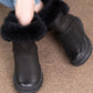 Women Solid Leather Plush Spliced Winter Boots