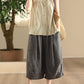 Women Casual Solid Spliced O-Neck Button-up Linen Vest