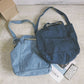 Vintage Solid Denim Spliced Shoulder Bag Handbag