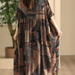 Women Summer Vintage Flower Linen Loose Dress