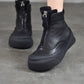 Women Vintage Vintage Leather Zipper Platform Boots