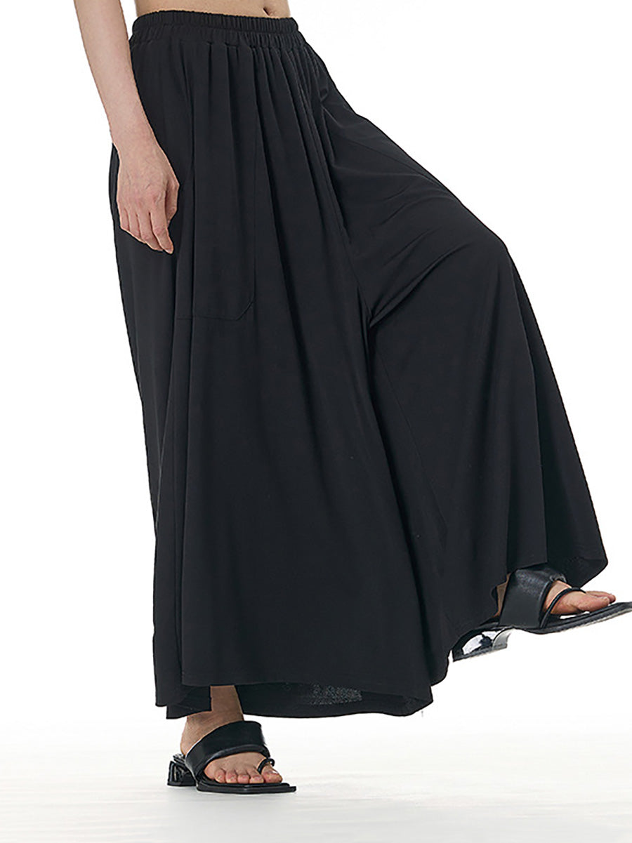 Women Summer Casual Solid Wide-leg Loose Pants