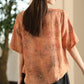 Women Summer Artsy Floral Shirred Ramie Shirt