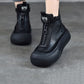 Women Vintage Vintage Leather Zipper Platform Boots