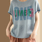 Women Summer Letter Printing Knitted Loose Shirt