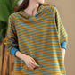 Women Casual Autumn Stripe Colorblock Hooded Sweatshirt