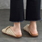 Women Summer Solid Leahter Weave Flat Slippers