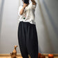 Women Vintage Spring Linen Solid Harem Pants