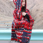 Women Bohemia Warm Rhomboids Tassel Hooded Shawl