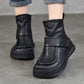 Women Vintage Soft Leather Spliced Flat Ankle Boots