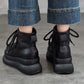 Women Vintage Genuine Leather Fleece-lined Platform Ankle Boots