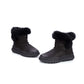 Women Solid Leather Plush Spliced Winter Boots