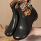 Women Vintage Leather Patch Spliced Low Heel Boots