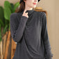 Women Autumn Casual Stripe Half Turtleneck Blouse