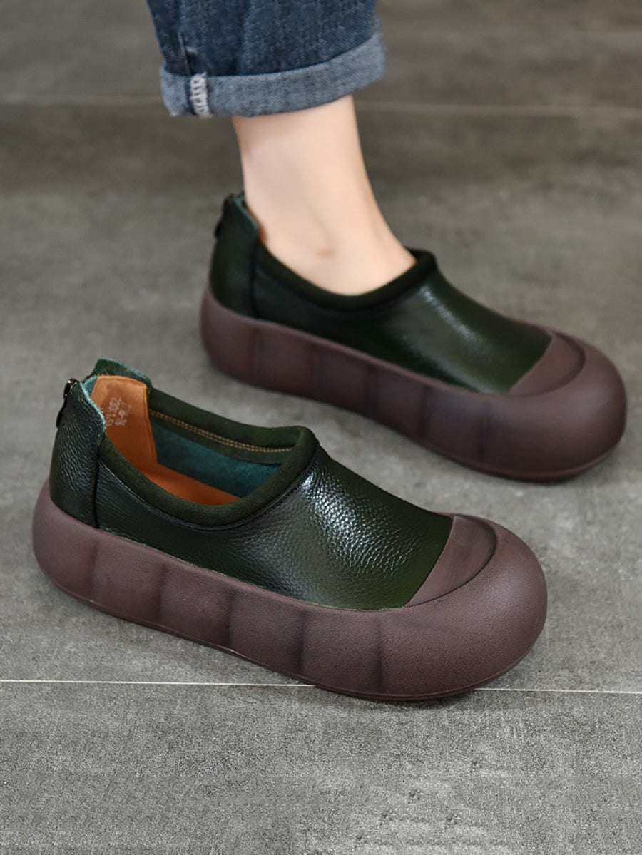 Women Autumn Casual Genuine Leather Soft Platform Shoes