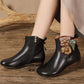 Women Vintage Leather Patch Spliced Low Heel Boots