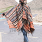 Women Bohemia Warm Rhomboids Tassel Hooded Shawl