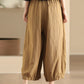 Women Summer Vintage Solid Linen Wide-leg Pants