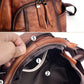 Women Retro Leather Zipper Large Capacity Backpack