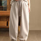 Women Winter Retro Solid Fleece-lined Harem Pants