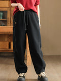 Women Winter Pure Color Fleece-lined Cotton Harem Pants