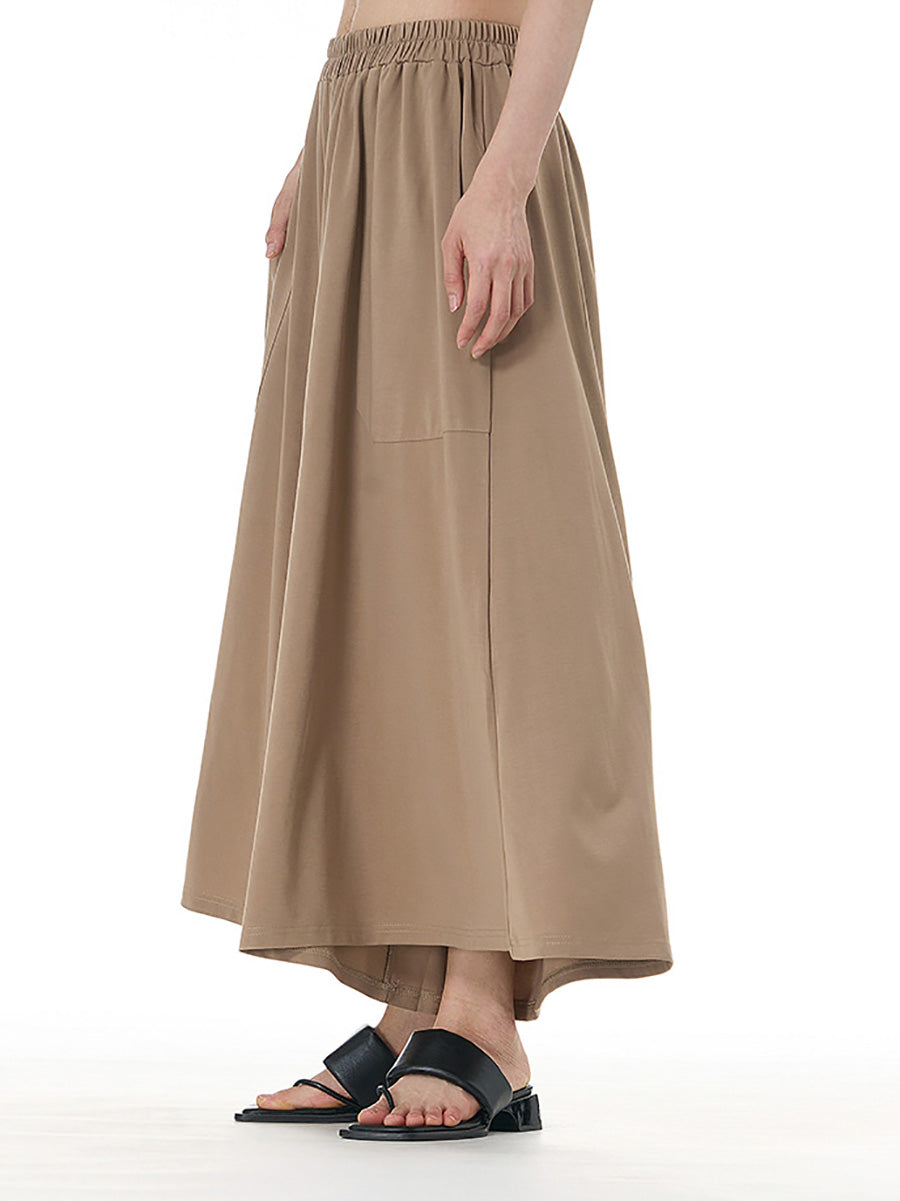 Women Summer Casual Solid Wide-leg Loose Pants