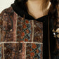 Women Autumn Vintage Flower Spliced Hooded Cotton Vest