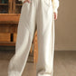 Women Winter Pure Color Fleece-lined Straight Pants