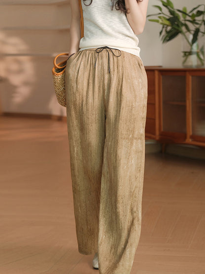 Women Summer Casual Solid Straight Linen Pants