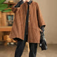 Women Autumn Casual Solid Warm Corduroy Padded Coat