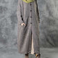 Women Winter Plaid Spliced Wool Long Cardigan Coat