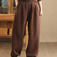 Women Winter Retro Solid Fleece-lined Harem Pants