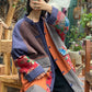 100% Cotton Stand Collar Floral Patchwork Long Coat