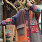 100% Cotton Stand Collar Floral Patchwork Long Coat