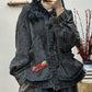 Women Spring Retro Irregular Patch Pocket Denim Coat