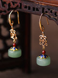 Hollow Accessory Cloisonne Aventurine Earrings