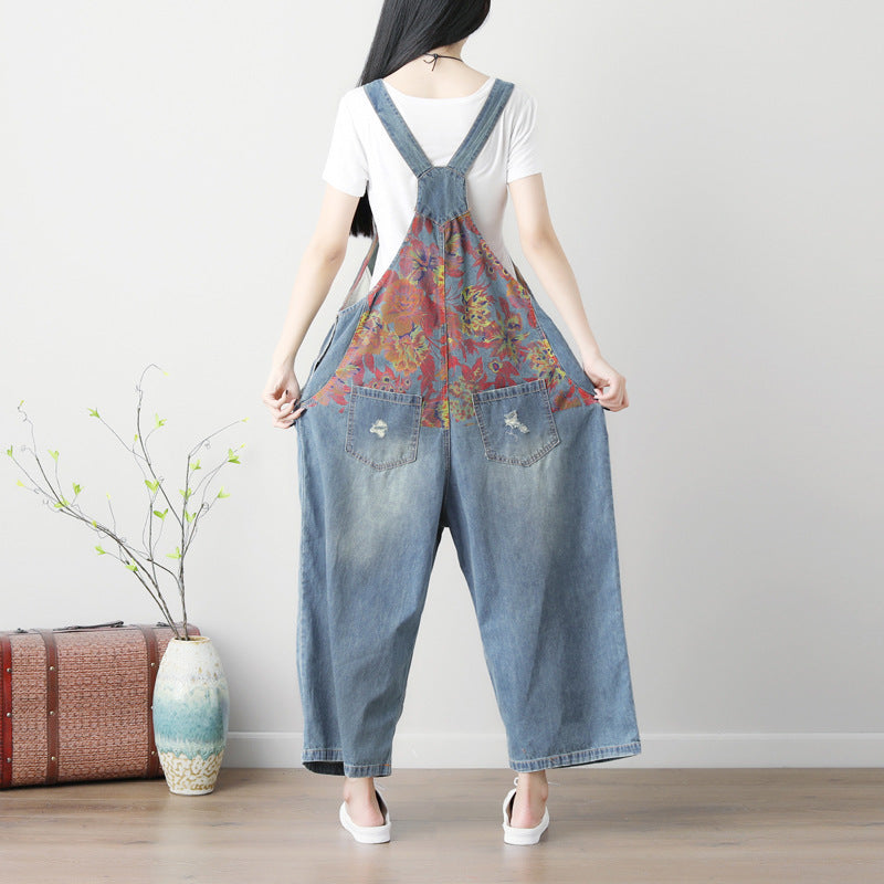 Large Size Printed Artistic Wide Leg Jeans