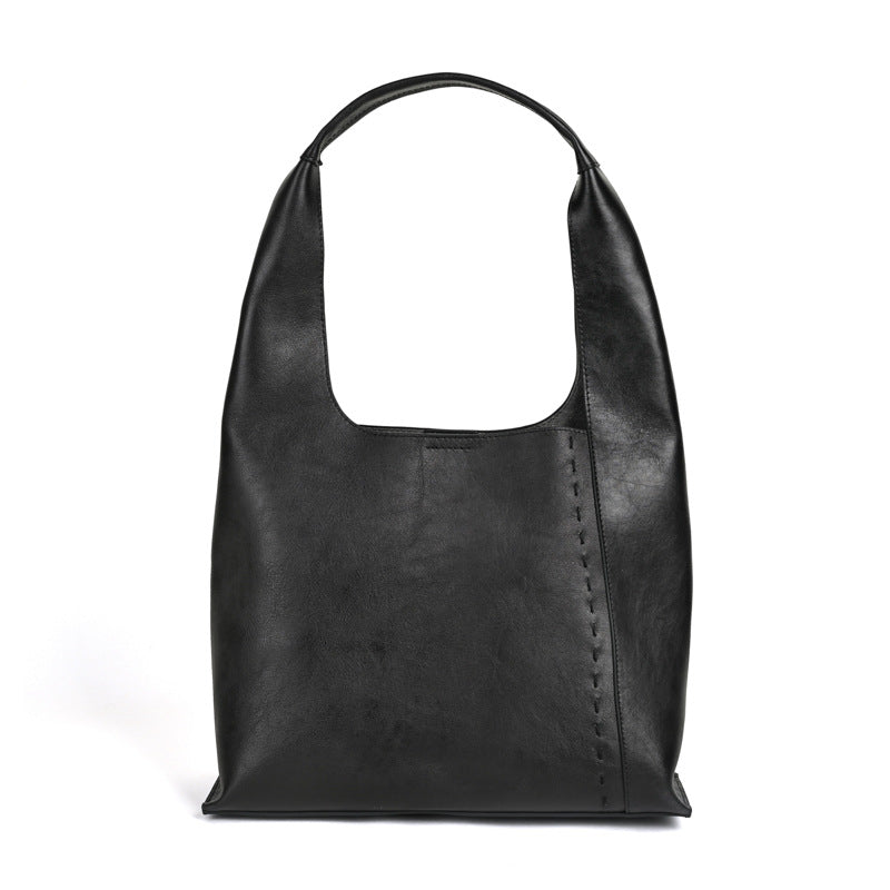 All-Match Top Layer Cowhide Detachable Design Bucket Bag