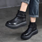 Vintage Brushed Cowhide Platform Thick-Soled Ethnic Style Boots