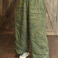 Loose Casual Art Print Ramie Trousers