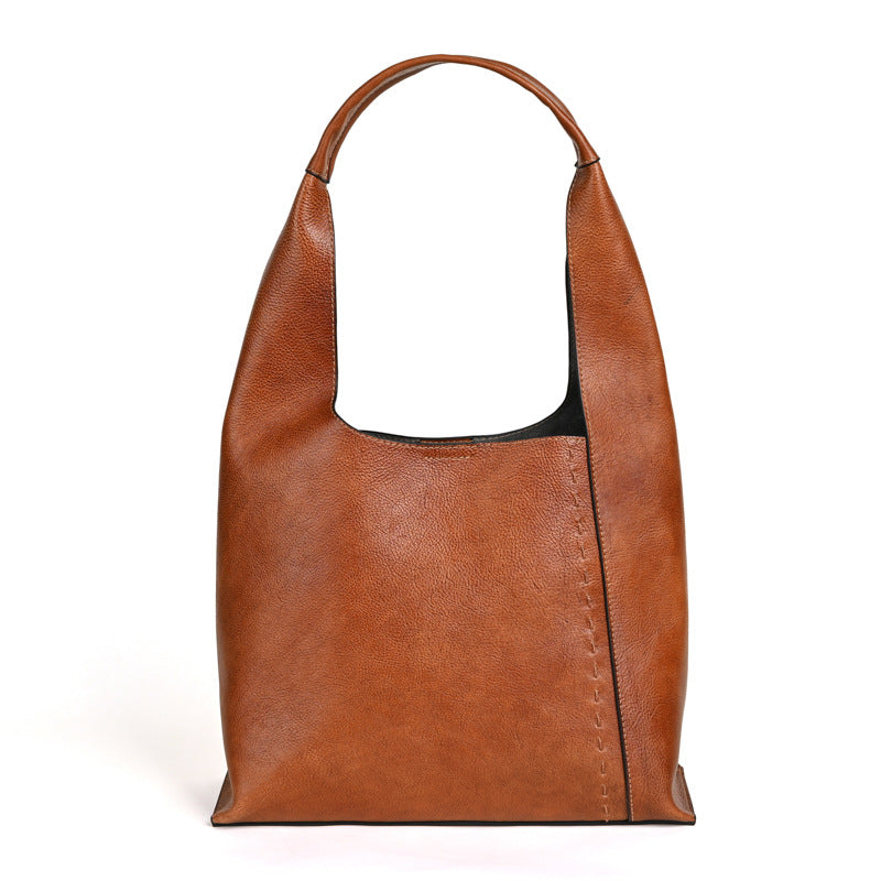 All-Match Top Layer Cowhide Detachable Design Bucket Bag