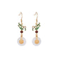 Vintage Imitation Hetian Jade Ping An Buckle Earrings