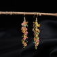 Natural Tourmaline Gravel Long Handmade Stud Earrings