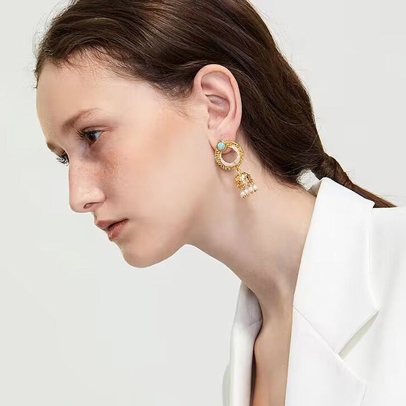 Boucles d'oreilles rétro haut de gamme en forme de lanterne