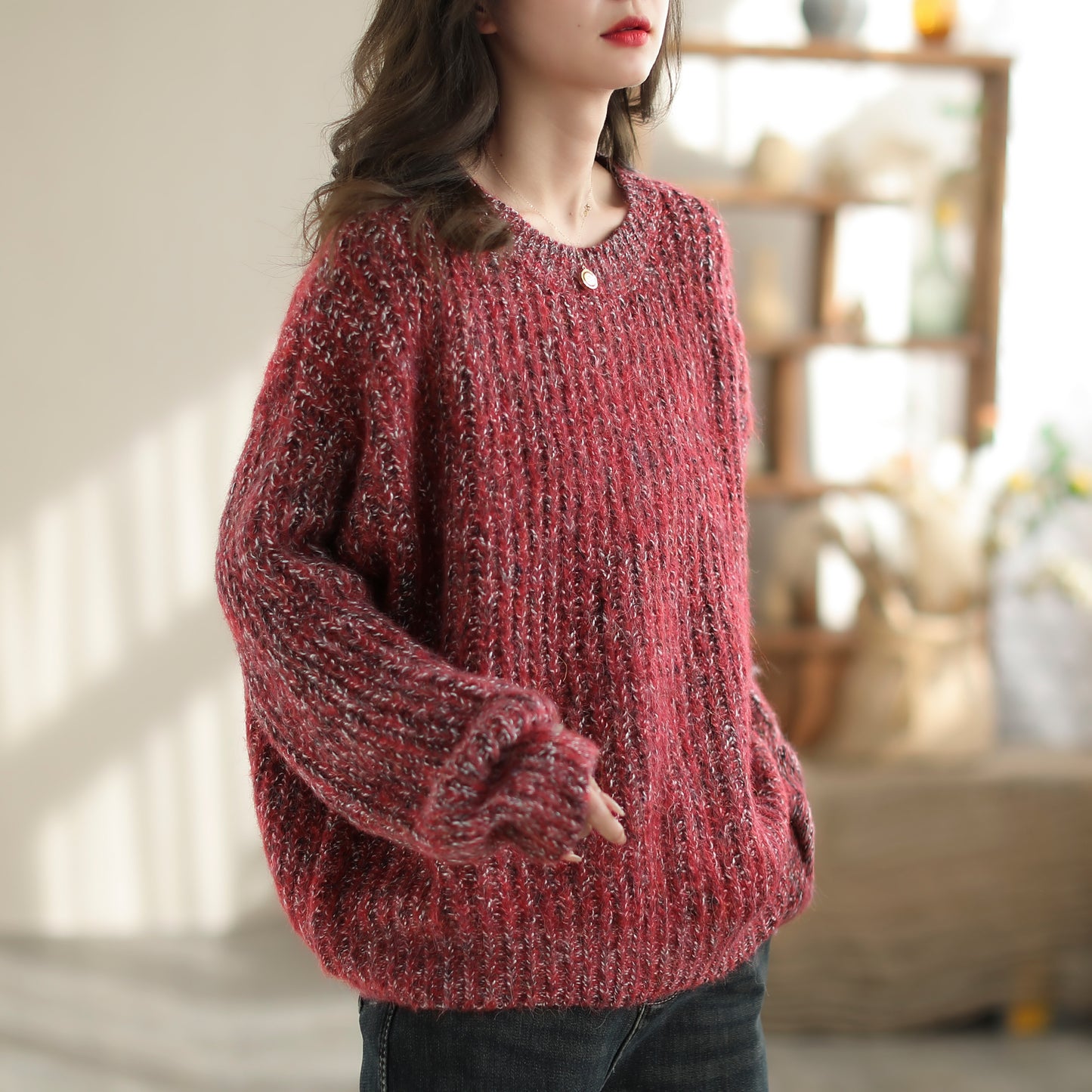 6% Wool And Alpaca Blend Solid Color Sweater